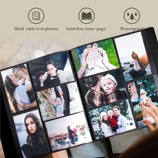 Lanpn Fotoalbum 10x15 1000, Extra Großes XXL Leinen Einstecken Einsteckalbum für Hoch und