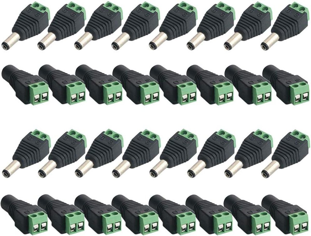 Premium DC Stekkerverbinders voor CCTV en LED-strip - 16 Paar