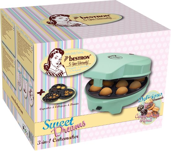 Bestron Cakemaker 3-in-1 - ASW238 - Donut-, hartenwafels en cakepopmaker - 700W - Mint — afbeelding 5