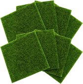 Inovra Plus - Kunstgras decoratie voor miniatuurdecoratie en tuin - 8 stuks - simulatie gazon - kunstgrasmat 15 x 15 cm