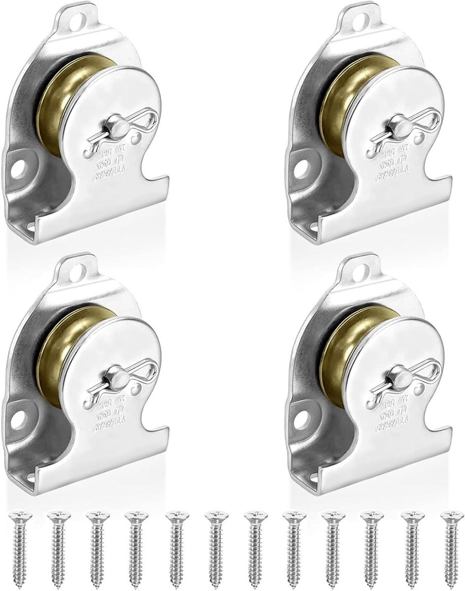 Allecto Plus - Stablok katrol set van 4 metalen katrollen met kogellagers voor fitnessstudio belasting
