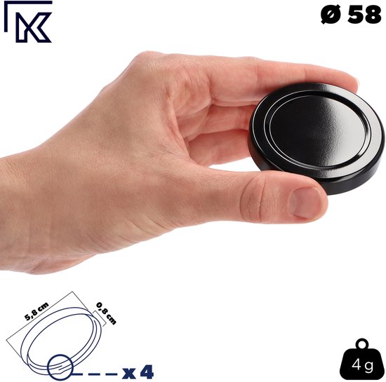 KADAX Schroefdeksel Met Diameter Van 82 Mm, Metalen Twist Off Deksel Reservedeksel Voor Inmaakpotten En Weckpotten Deksel 6 Inkepingen Mat Zwart 10 Stuks 2242088620
