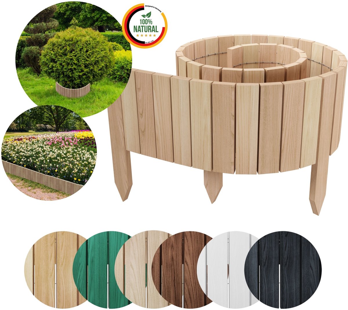 Floranica borderrand plantenborder 30 x 200 cm bruin graskant houten tuinafsluiting houten hekwerk flexibele rollborder