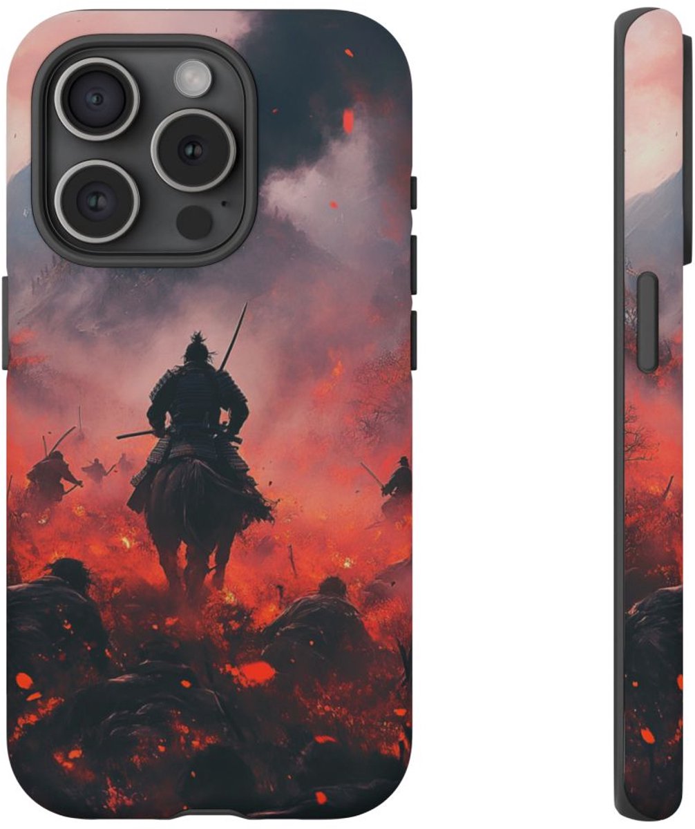 Samurai op het Slagveld – Mat Hoesje Geschikt voor iPhone 15 Pro