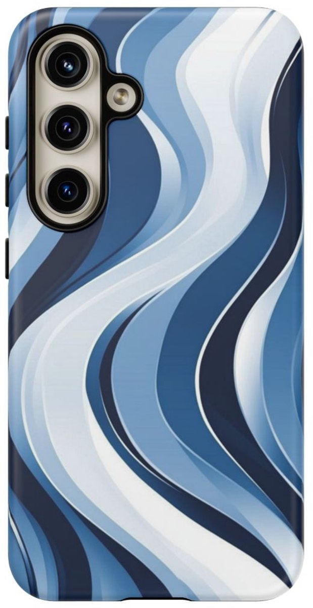 Modern Blauw Golfpatroon – Telefoonhoesje Geschikt voor Galaxy S24
