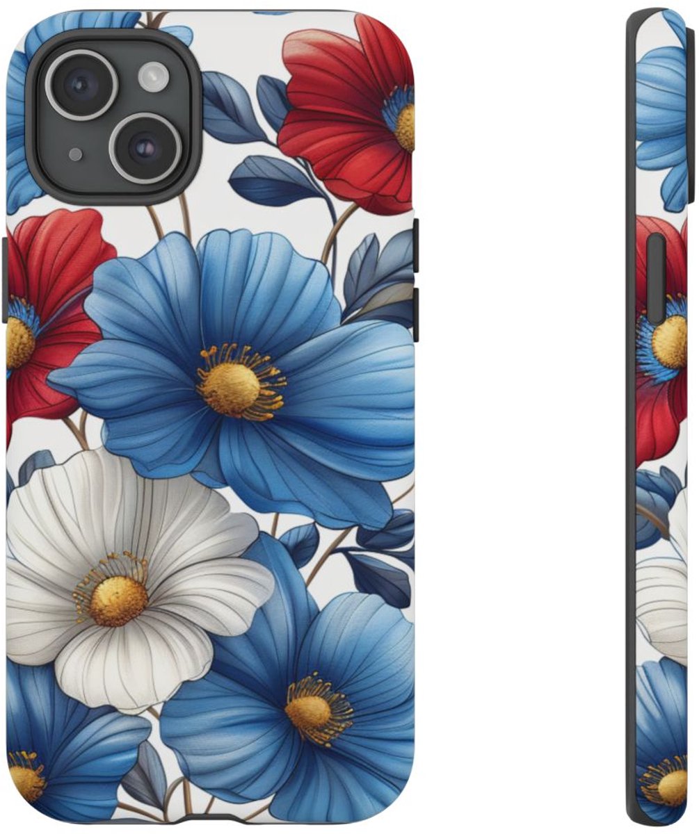 Bloemenpatroon in Matte Afwerking – Telefoonhoesje Geschikt voor iPhone 15 Plus