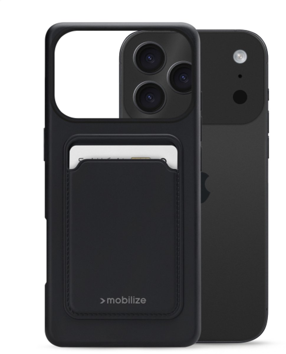 Mobilize Rubber Gelly Card Case- Geschikt voor Apple iPhone 17 Pro Matt - Black