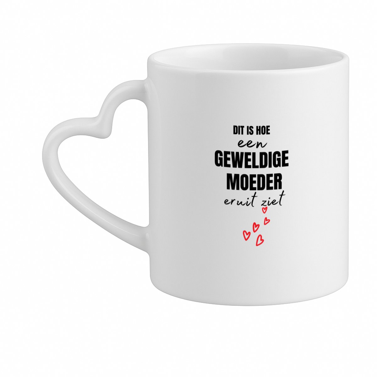 Hacebo® - Dit is hoe een geweldige moeder eruit ziet koffiebeker met hart oor wit - Moeder - mama - thee mok - koffie beker - Moederdag - cadeau - verjaardag - geweldige - koffiemok - 330 ML