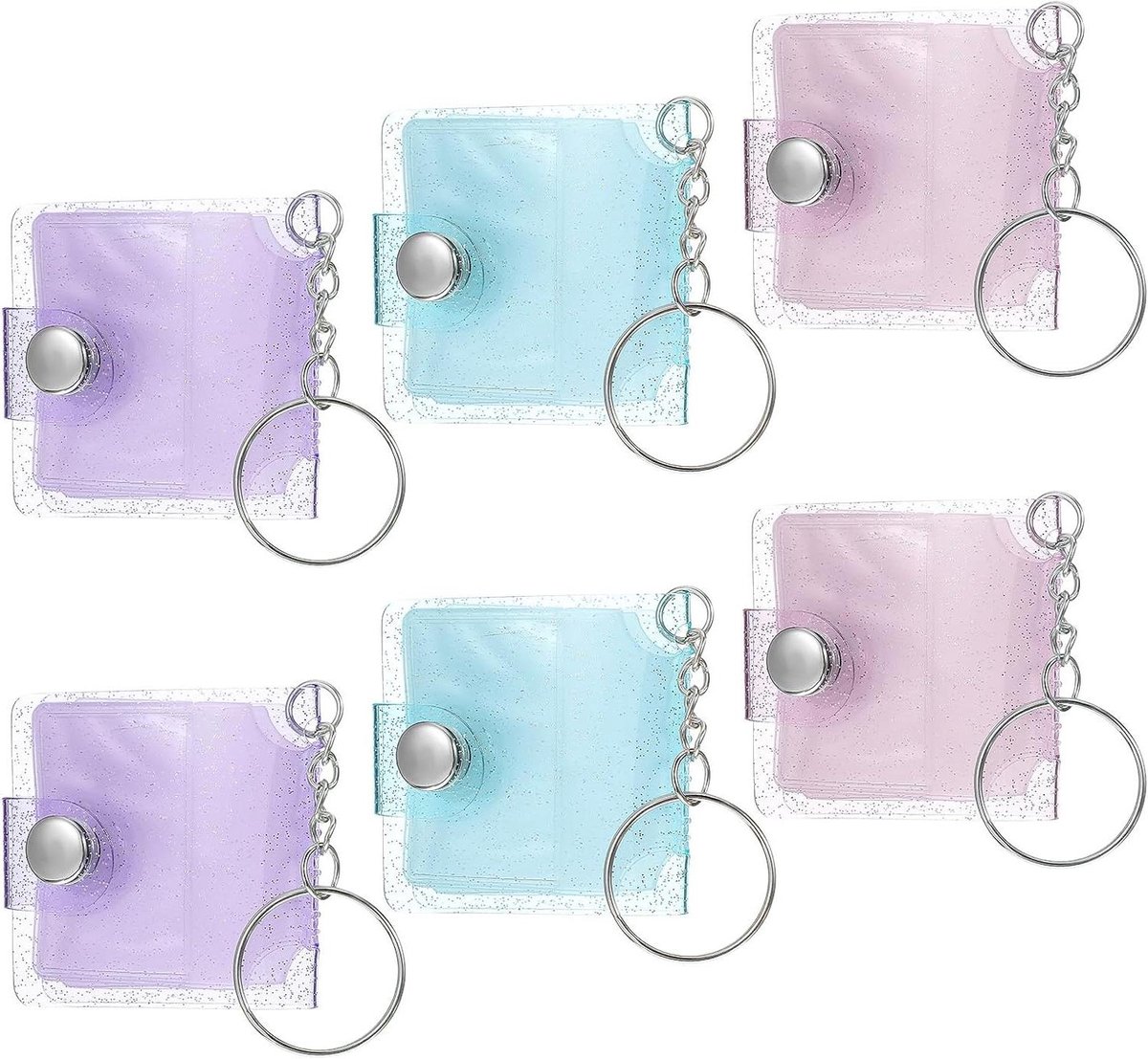 Mini-fotoalbum sleutelhanger - Draagbaar fotoboek voor DIY geschenken - Set van 6