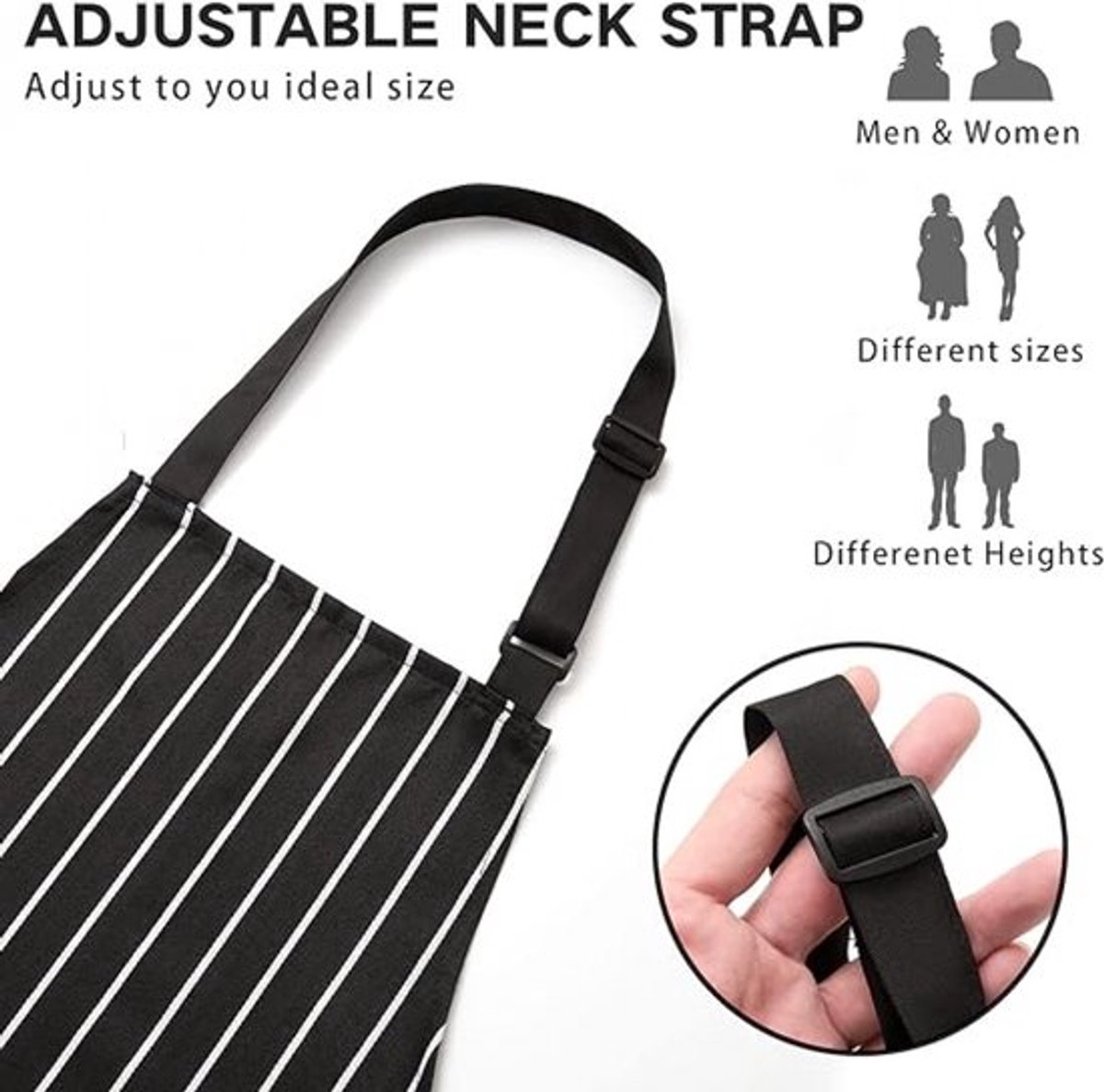 Keukenschort - 2 Stuks - Professioneel Kookschort - Horeca Sloof - Pottenbakken Schort - BBQ Schort - Verfschort - Timmermansschort - voor Dames en Heren - 2 Praktische Grote Zakken - Apron - voor BBQ, Koken en Ambachtelijk Werk - Zwart en Grijs — cadeau in Kookcadeaus - foto 2