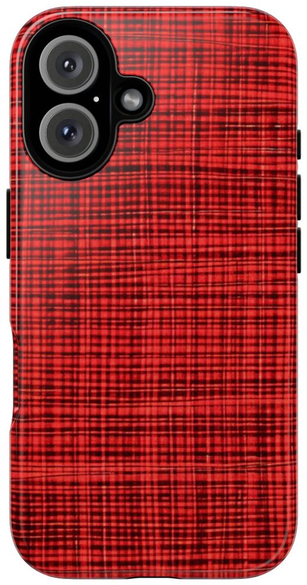 Rood Geruit Textielpatroon – Telefoonhoesje Geschikt voor iPhone 16