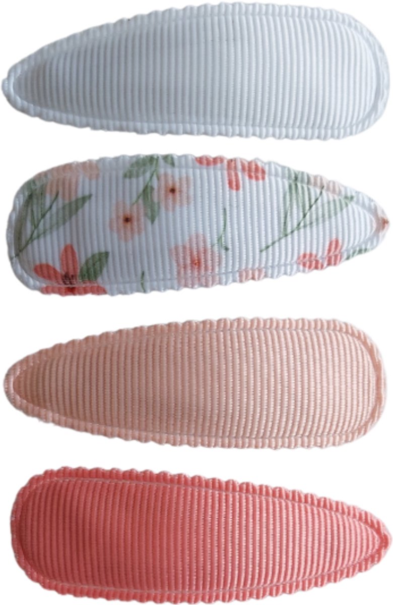 Haarspeldjes met stof - coral bloom