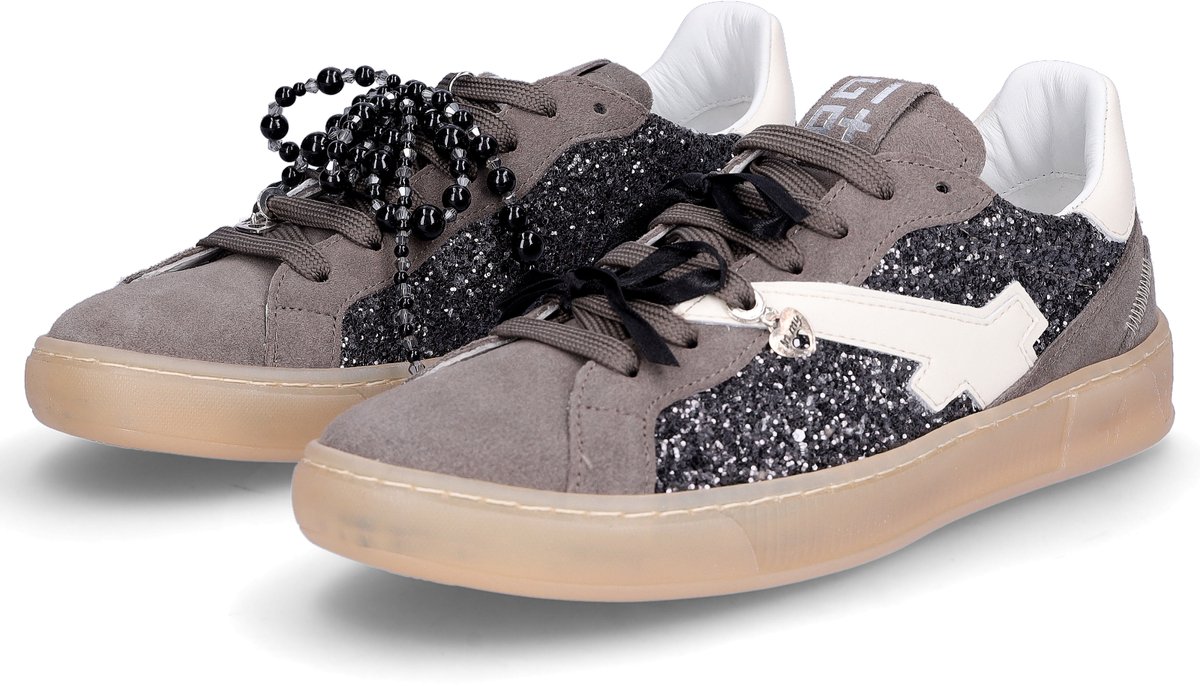 Gio+ damessneaker grijs glitter