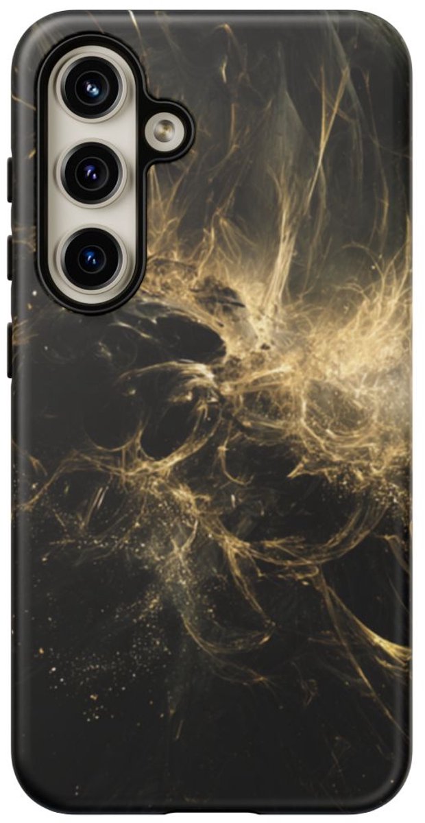 Abstracte Kosmische Goud-Zwarte Wervelingen – Telefoonhoesje Geschikt voor Galaxy S24