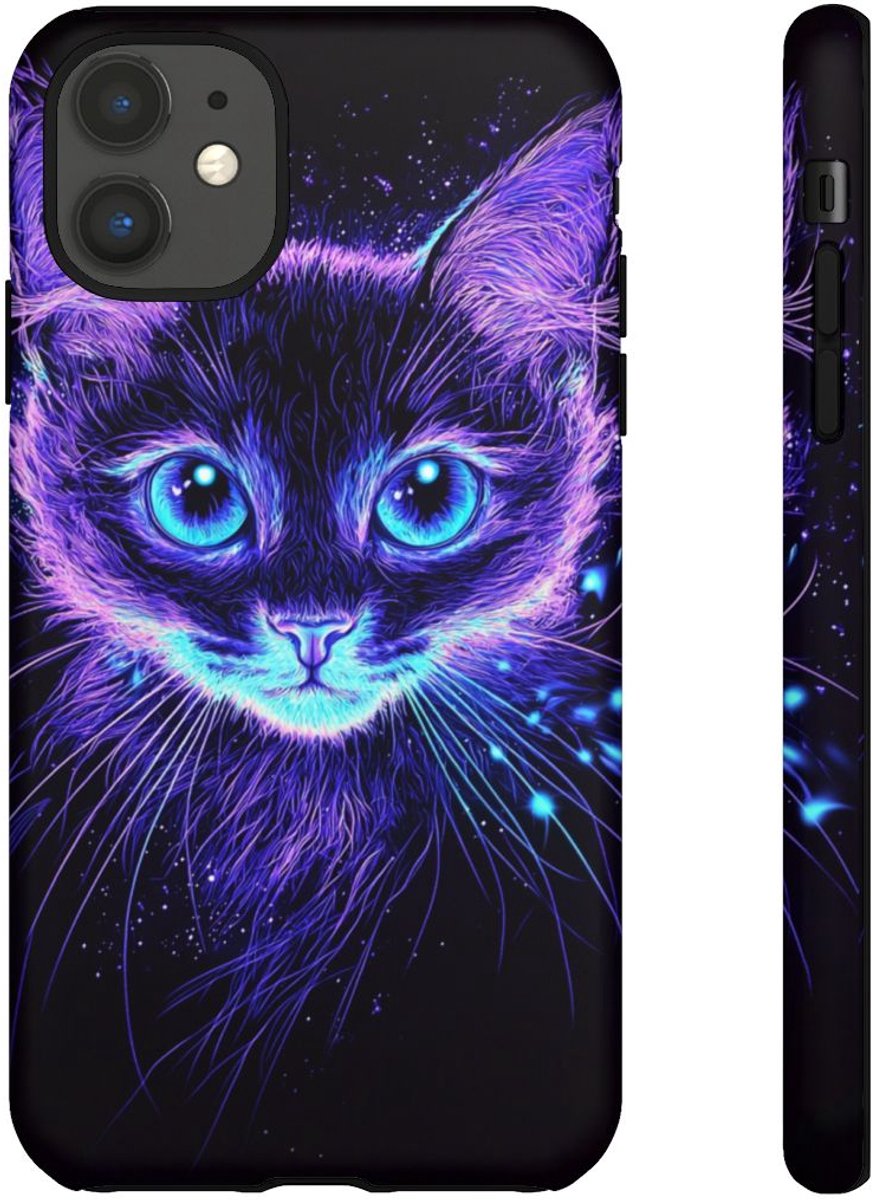 Stralende Kittenkop met Gloeiende Ogen – Telefoonhoesje Geschikt voor iPhone 11