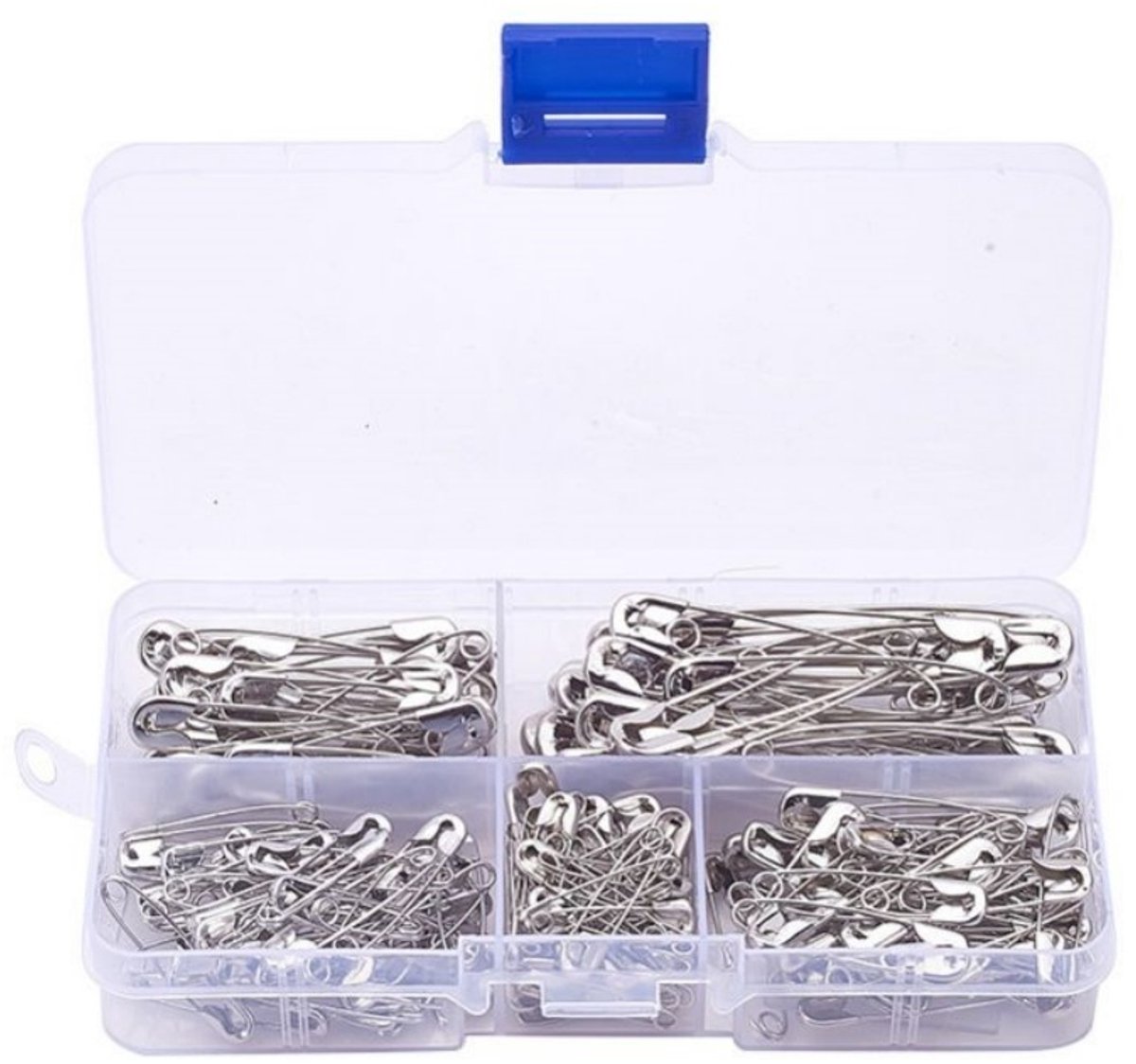 EXCITAT Veiligheidsspelden - Pin - 6 maten - Roestbestendig - Duurzaam - Geschikt voor kleding, knutselen, naaien - 220 stuks - Zilver