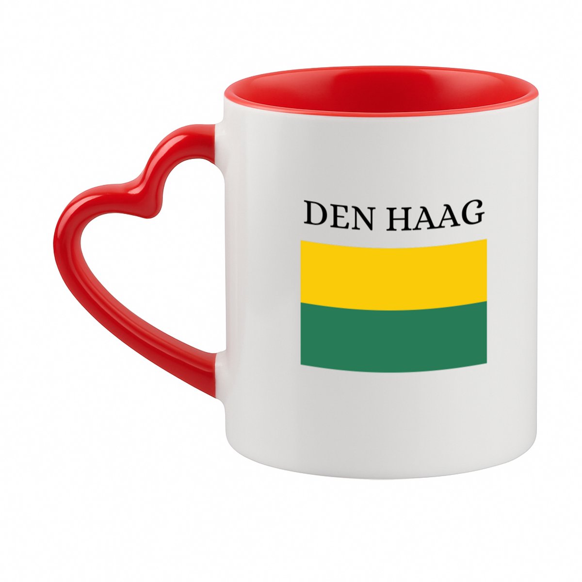Hacebo® - Den Haag koffiebeker met hart oor rood - Rotterdam - Hagenezen, Hagenaren of toeristen - thee mok - koffie beker - Vlag - Den Haag - Zuid Holland - koffiemok - 330 ML