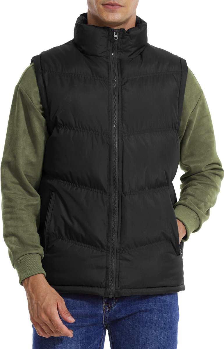MEETHOO Outdoor/Werk Casual Bodywarmer Heren -Outdoorkleding/Werkkleding Jas Heren Mouwloze Zwart