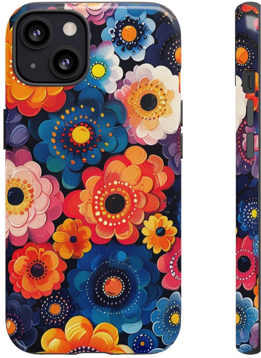 Levendig Abstract Bloemenpatroon – Telefoonhoesje Geschikt voor iPhone 13