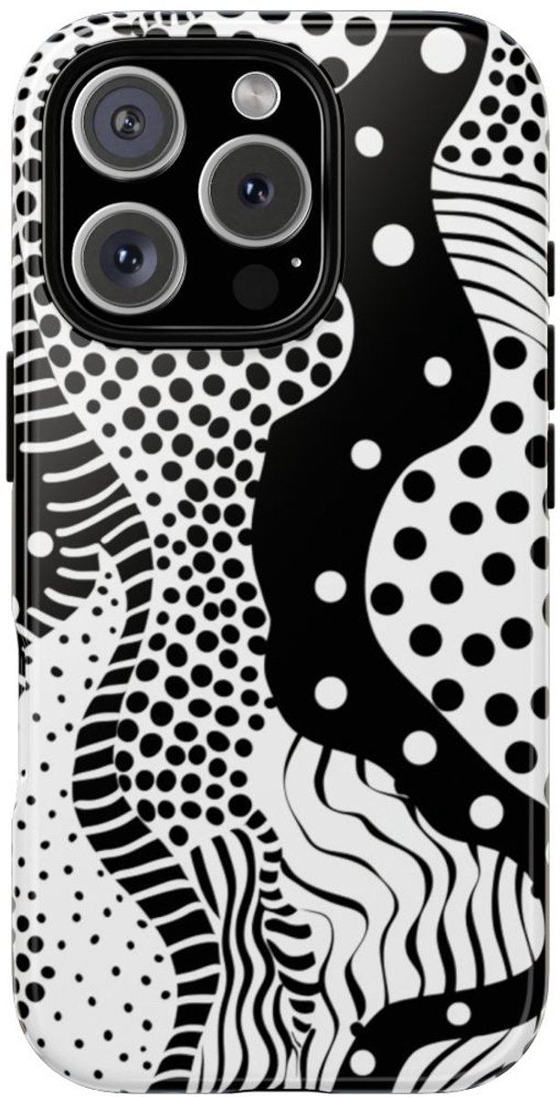 Zwart-Wit Abstract Stippenpatroon – Telefoonhoesje Geschikt voor iPhone 16 Pro