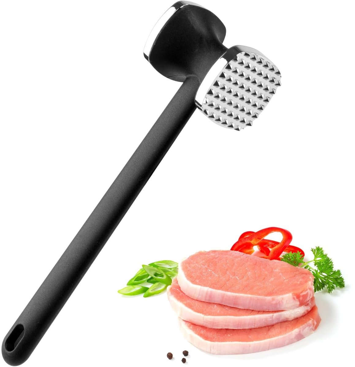 EXCITAT Vleeshamer - Tenderizer - Zinklegering Vleeshamer - Geschikt voor Schnitzel, Rundvlees, Kip - 6*24cm - Zilver