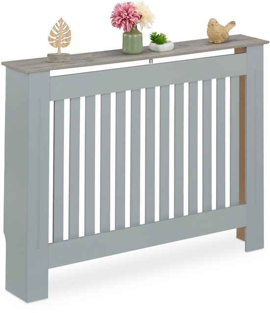 radiatormbouw - 83x112x19 cm - landelijk - met plank - grijs