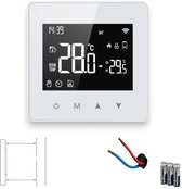 Slimme Opbouw Thermostaat met tiptoetsen | 3x AAA of USB-C voeding | geschikt voor 2-draads aansluiting | C.V. Installatie | Boiler | Wit | 3amp