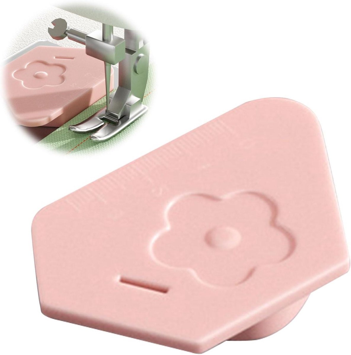 Allecto Plus - Magnetische naadliniaal zoomhulp voor naaimachine, antislip stofgeleiding, kleermakeraccessoires (roze)