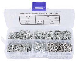 Allecto Plus - 700 st. gegalvaniseerde tandschijven voor bouwmarkt - Schilderbenodigdheden - Gereedschap & behang - Plat - Tandschijf bevestigingen assortiment - Kit gereedschap - M3-M8 combinatie