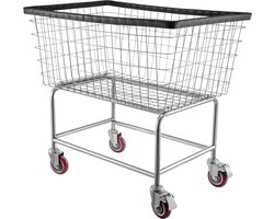 Wasmand van Draad, 17 Liter, 89 cm x 40 cm x 56 cm Commerciële Mand met Wielen, Verchroomd Stalen Frame, 12,7 cm Wielen, Voor Wasgoed