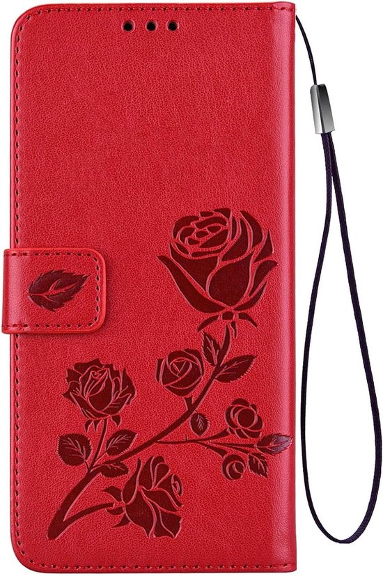 Allecto Plus – Étui de protection pour OPPO Reno6 5G – Étui portefeuille rouge – Étui en cuir PU/TPU de Luxe avec fente pour carte – Étui à rabat antichoc – Bord en Siliconen TPU souple – Magnétique anti-poussière – Design saisissant