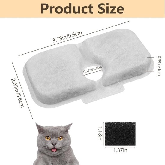 Kattenwaterfonteinfilter 32 stuks - geschikt voor - Petlibro kattenwaterfontein PLWF105/PLWF115/PLWF005, 16 filterpatronen en 16 schuimsponzen van Petlibro — afbeelding 3