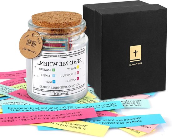 Pot à Notes Versets Bibliques - Verre Avec Cartes D'Encouragement - Cadeau Spirituel, Développement Personnel - 9