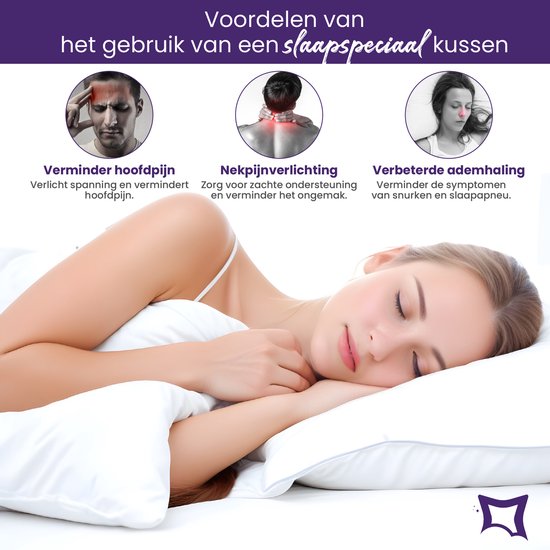 Oreiller spécial sommeil - Set de 2 oreillers - Oreiller pour douleurs cervicales | 60x70 cm - Oreillers de qualité hôtelière - Convient aux personnes dormant sur le dos, sur le côté et sur le ventre - Housse en coton - Période d'essai de 30 jours