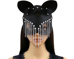 Halfgelaatsmasker van PU-leer - Kattenmasker oogmasker voor dames - Sexy kat masker voor Halloween cosplay carnaval maskerade bal make-up.