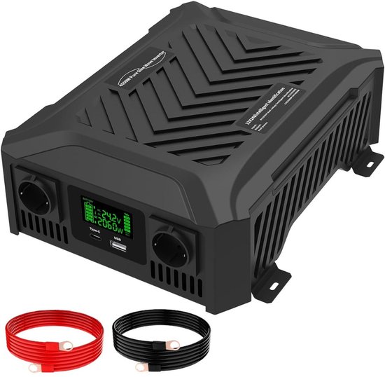 CLVP® Omvormer 12v 230v Zuivere Sinus - Spanningsomvormer - 200W - Zwart