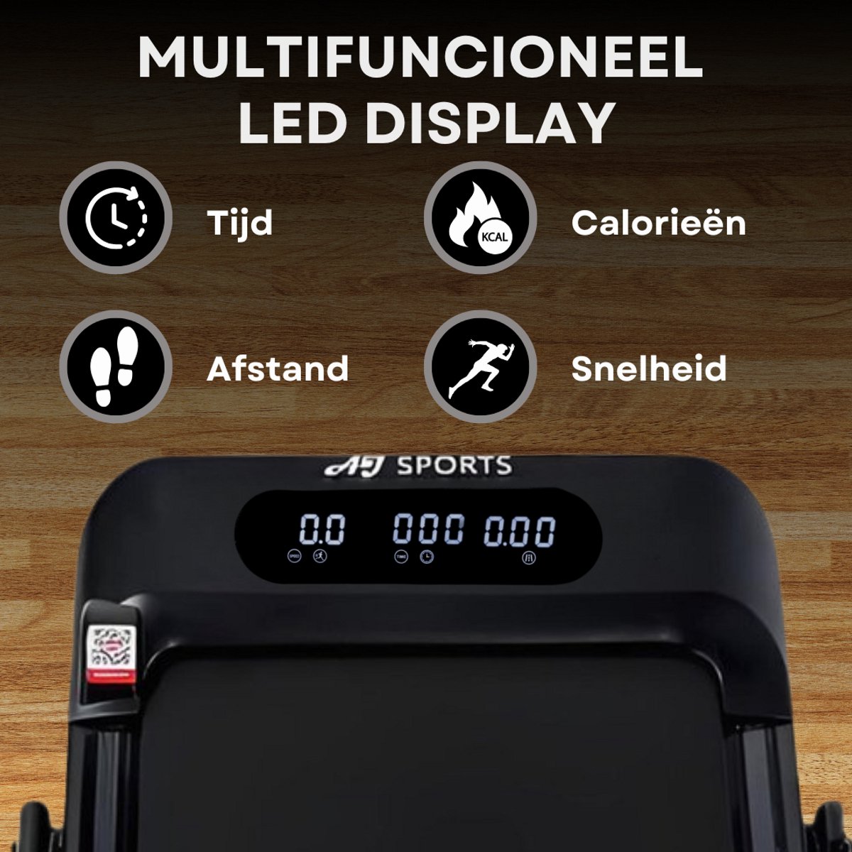 Afbeelding 3 van AJ-Sports Loopband - Hardloopband - Walking pad - Wandelband - Treadmill - 0-12 km/u - Extra Krachtige 2.0 PK Motor - Inklapbaar - Hartslagfunctie - 12 Programma's - 99% Voorgemonteerd - De perfecte Loopband voor onder het Bureau - Fitness - Hyrox