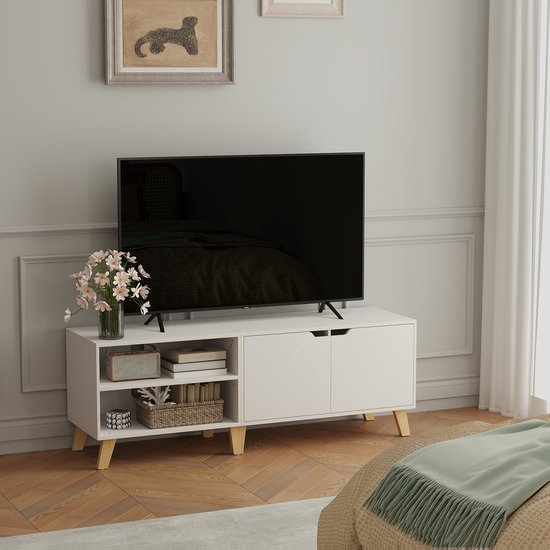 MIRA Home - TV meubel - Verstelbare plank - Wit - 140x40x50