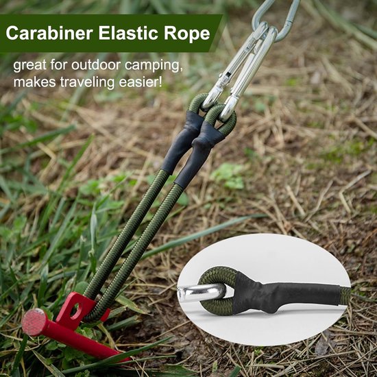 Set van 4 Rubber Lashing Straps met Carabiner Haak van 30 cm - Elastische Spanbanden voor Bagage, Fietsen en Vrachtwagens — afbeelding 4