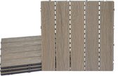 WPC vloertegel MCW-E19, houtlook balkon/terras, 3D structuur lineair ~ lichtbruin, 4x 50x50cm elk = 1m²