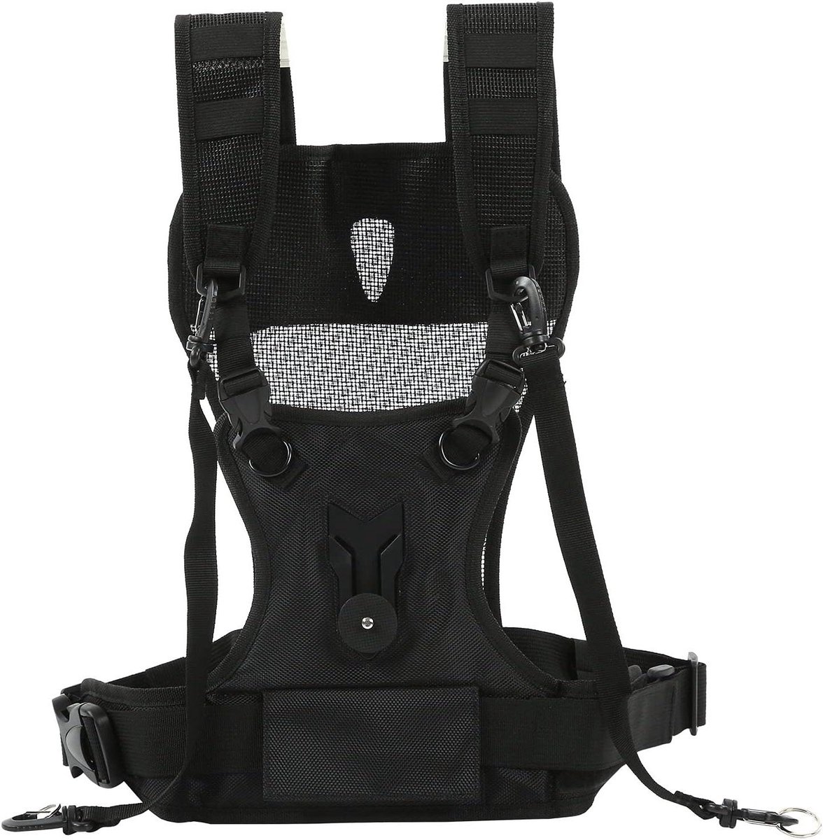 - Dubbele Camerariem Harnas met Quick Release - Verstelbaar - Nylon - Comfortabel - Ademend - Borstvest - Veiligheidscamera Schouder - Opbergtas - Riem - Studiofotografie - Sport - Natuur - Duurzaam.