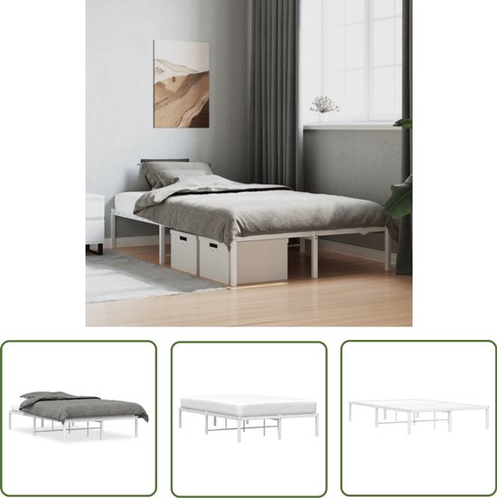 VidaXL Metalen Bedframe Met Hoofdbord Wit 120x190 Cm - Robuust & Ruim Opbergruimte
