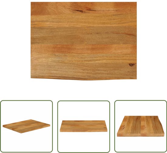Bureaublad met ronding 120x60x2,5 cm massief ruw mangohout kopen