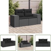 vidaXL Tuinset - Tuinbank - Tuinbank 2-zits met kussens poly rattan zwart - Lounge Set - Buitendecoratie - Zwarte Tuinbank