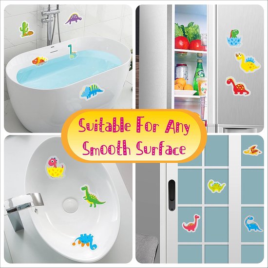 30 antislip badstickers met dinosaurusontwerp - waterdicht en antislip voor douche en badkuip - inclusief premium schraper en gebruiksgemak van CROCBEAR — afbeelding 3