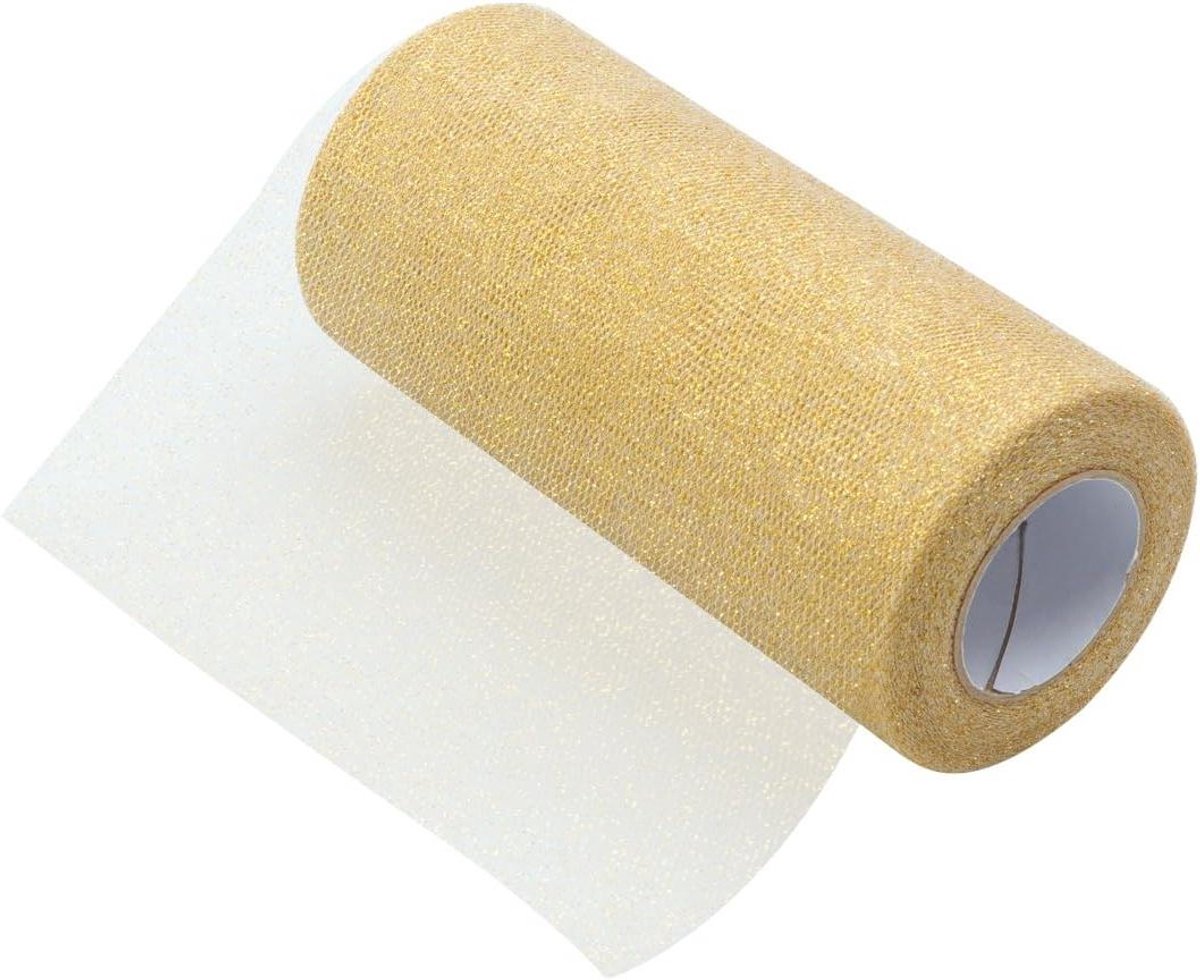 Allecto Premium - Glitter Tule Rol Sparkle Lint Rol Materiaal 6 Inch Goud
