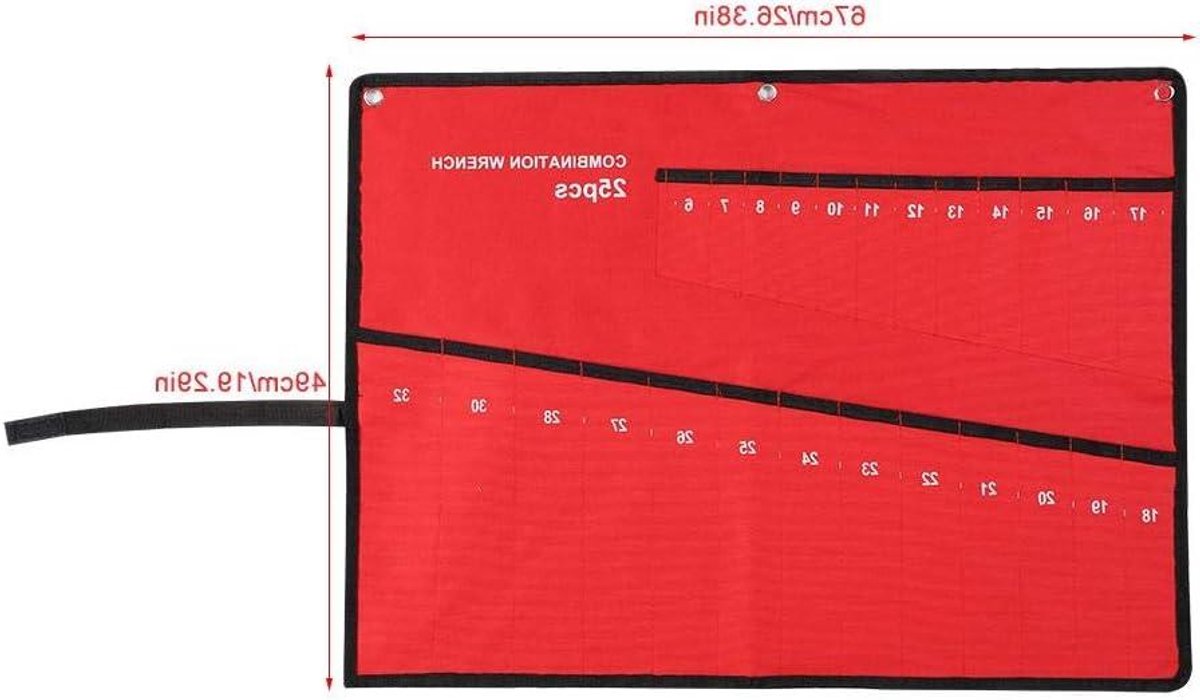 ByShane - Toolrol tas met 25 zakken van canvas voor zwaar gebruik - multifunctionele gereedschapstas - opbergzak voor gereedschapsrol - portemonnee - sleuteletui organizer