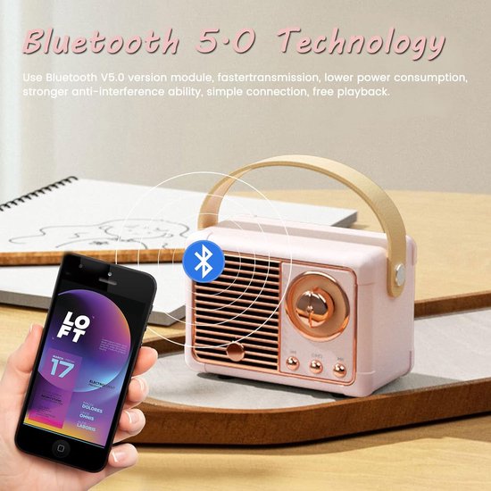 Retro bluetooth luidspreker - vintage luidspreker met klassieke antieke stijl - luid volume - draadloze Bluetooth 5.0-verbinding - bluetooth luidsprekers boxen - groente van Merkloos — afbeelding 3
