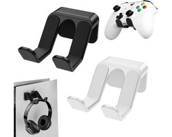 TRANKIELO® – Universele Hoofdtelefoonhouder – Dubbele Set in Zwart en Wit – Sterke Lijmbevestiging – Geschikt voor Gaming Headset, Kantoor, Thuis – Ruimtebesparend en Multifunctioneel