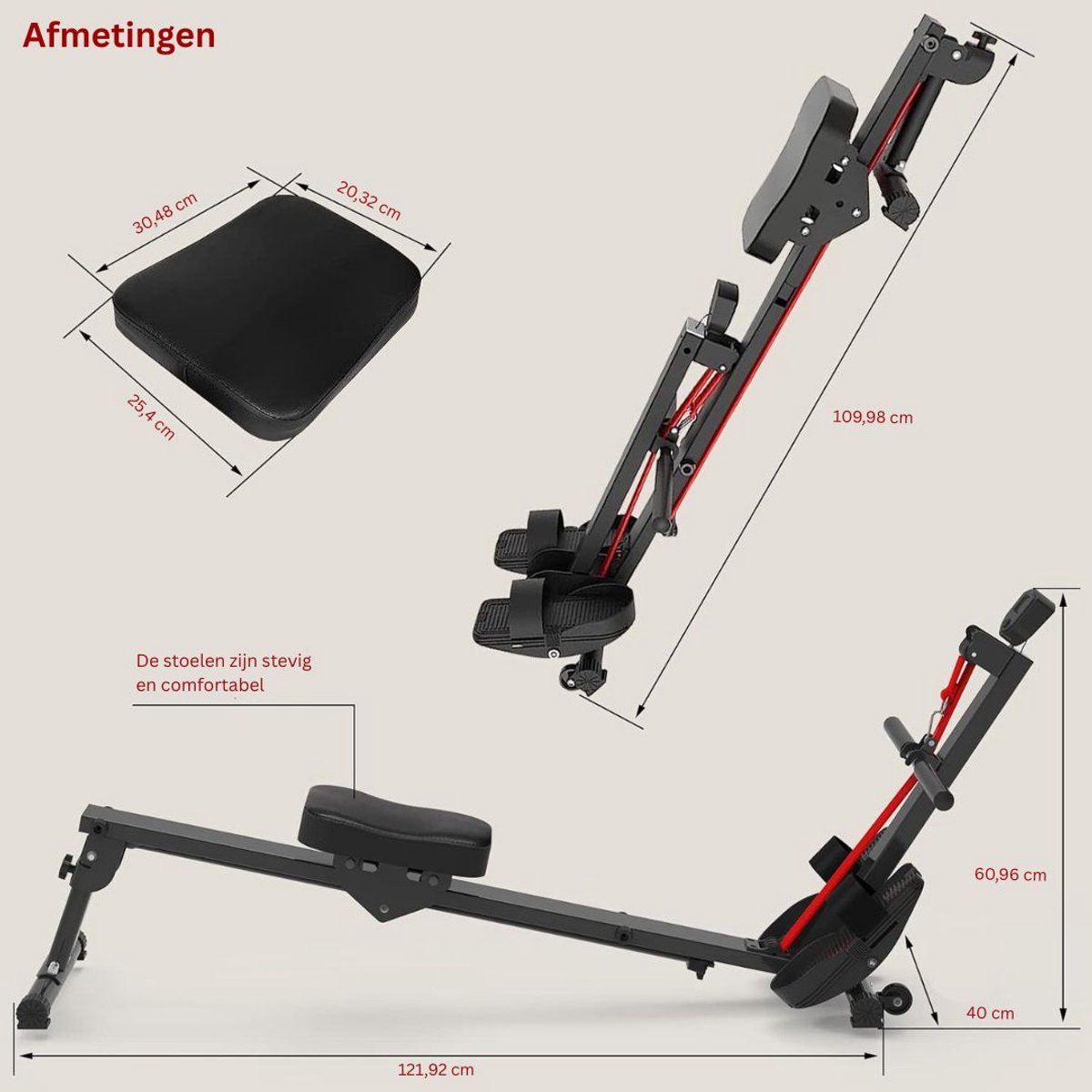 Roeitrainer Inklapbaar Zwart met Instelbare Weerstand - afbeelding 2